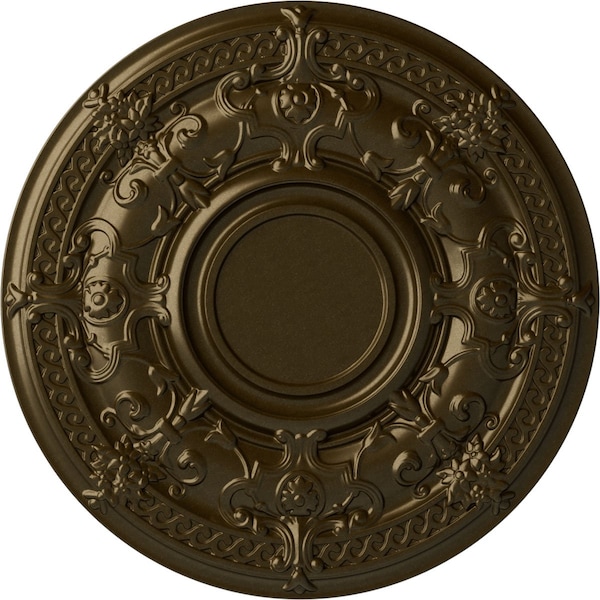 Ekena Millwork Dauphine Ceiling Medallion (Fits Canopies up to 13 1/4"), Hand-Painted Brass, 33 7/8"OD x 1 3/8"P CM33DABRS - main